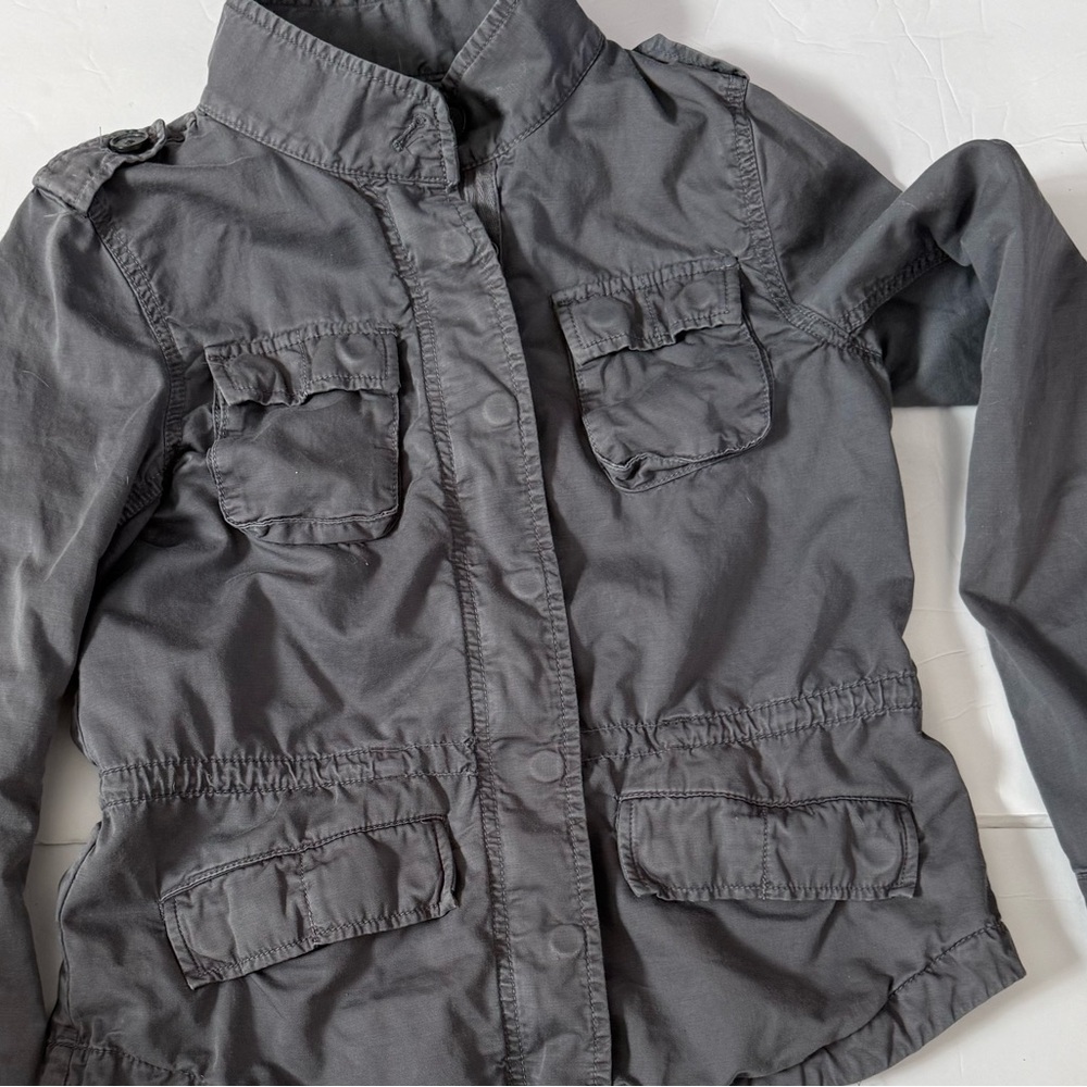 Utility Cargo Jacket LOFT Gray Small XS Pockets Military Style